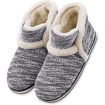 Zapatillas Casa Bota para Unisexo Antideslizante Pantuflas Invierno Pelusa Negro 43/44 EU