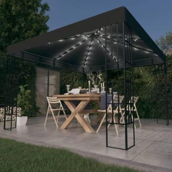 Cenador con Tira de Luces LED 3x3 m Gris Antracita
