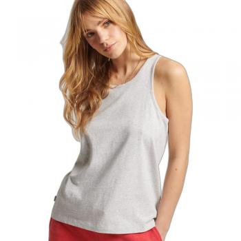 Camiseta Sin Mangas de Algodón Orgánico Bordada Vintage para Mujer Superdry - Gris - Talla 8 UK