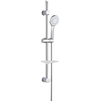 Kit de Ducha con Barra Deslizante 3 Piezas 5 Funciones Blanco Fabricado en ABS Cromado