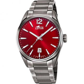 Reloj Lotus Chrono 18684/5 para Hombre con Esfera Roja y Correa de Acero Gris