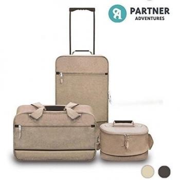 Set de equipaje 3pieces maleta bolsa de viaje con Vanity Case Beige Sahara