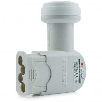 RED OPTICUM LTP 04H Twin LNB I LNB Digital Resistente al Calor y al frío de 2 vías con Solo 0.1dB de Factor de Ruido y protección contra la Intemperie Extensible I Full HD - 3D - UHD - 4K I Blanco