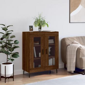 Aparador de madera de ingeniería 69,5x34x90 cm en color marrón roble, mueble de almacenaje para salón, buffet y armario auxiliar