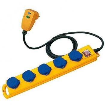 Regleta de enchufes Brennenstuhl Super-Solid IP54, 5 salidas, 5m con interruptor y protección FI