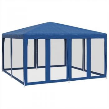 Carpa para fiestas con 8 paredes de malla HDPE azul 4x4 m