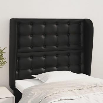 Cabecero de oreja negro en cuero sintético 103x23x111/128 cm