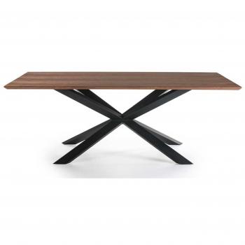 Mesa de comedor Toulika de madera de nogal y patas de metal negro 200 cm