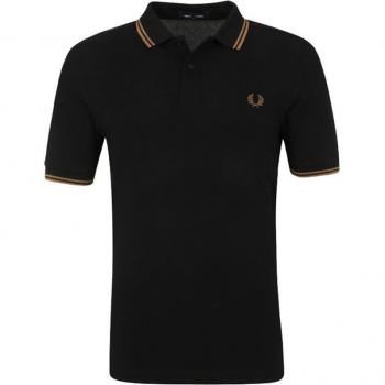 Fred Perry Men's Twin Tipped Signature Polo Shirt - Black/Shaded Stone - Size M