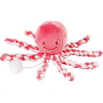 Nattou Peluche Musical de Pulpo, Melodía La-Le-Lu, Para recién nacidos y prematuros, 23 cm, Rosa