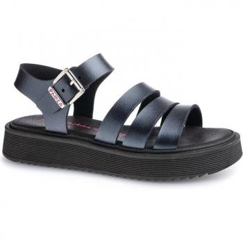 Pablosky - Sandalias de niña planas de materiales reciclados con hebilla, color negro, modelo 871810