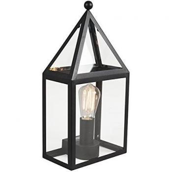 Aplique de exterior rural negro Amsterdam con diseño en acero inoxidable y casquillo E27
