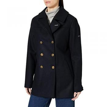 Armor-Lux Women's Navy Pea Coat with Classic Design