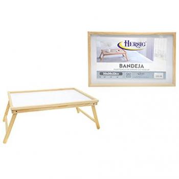 Bandeja de cama plegable de madera Hersig con patas plegables, dimensiones 50 x 30 x 23 cm