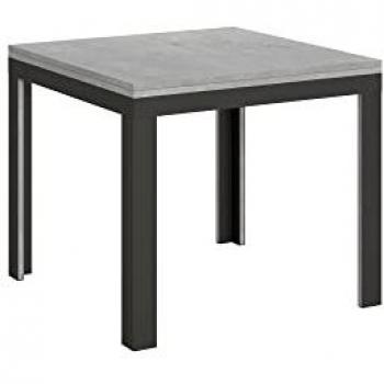 Mesa extensible abatible 90x90/180 cm Línea Libra Cemento con estructura antracita