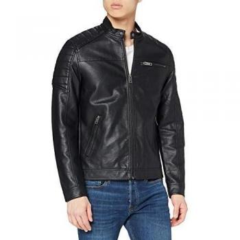 Jack & Jones Rocky Faux Leather Jacket for Men, Black, XS
