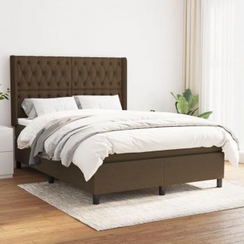 Cama box spring suave con colchón marrón oscuro 140x200 cm Tela Vidaxl
