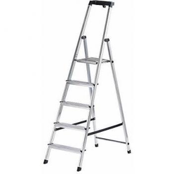 Escalera de Seguridad KRAUSE MONTO de Aluminio con 5 Escalones y Plataforma Antideslizante