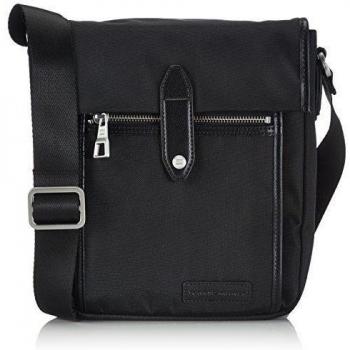 Tommy Hilfiger BERT REPORTER W/FLAP - Bolso de hombro de material sintético hombre, color negro, talla 22x24x8 cm