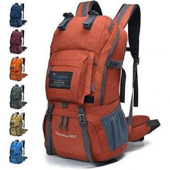 MOUNTAINTOP Mochila de Senderismo 40 litros Impermeable Mochila Trekking Mochila al Aire Libre Escalada Deporte Viajes Acampadas con Cubierta de Lluvia 35 x 16 x 51cm Rojo