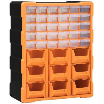 Contenedor móvil organizador multigavetas con 39 cajones 38x16x47 cm