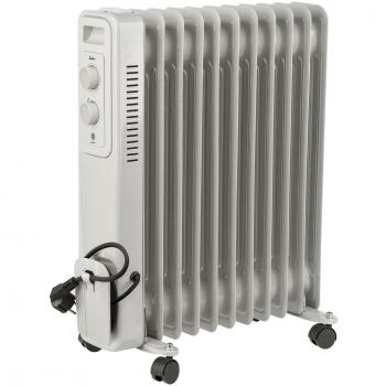 JATA JCRA2311 Radiador de Aceite 2500W, 11 Elementos, Blanco, 3 Niveles de Potencia (1000/1500/2500W), Sistema de Seguridad Antivuelco