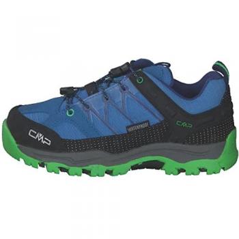 Zapatillas de senderismo CMP Rigel Low Waterproof para niños, color azul y verde, talla 32