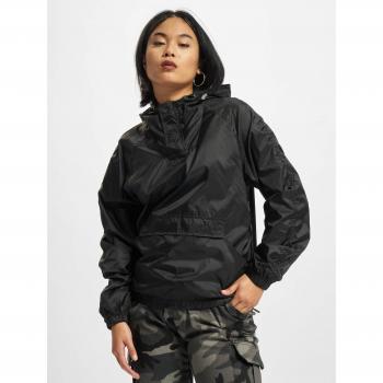 Urban Classics Women's Transparent Lightweight Pullover Jacket - Black 4XL