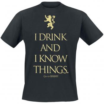 Game Of Thrones Juego de Tronos I Drink and I Know Things Hombre Camiseta Negro L 100% algodón Regular