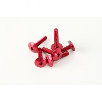 Kit de tornillos hexagonales planos M6x30 con cabeza alomada, color rojo, modelo T630