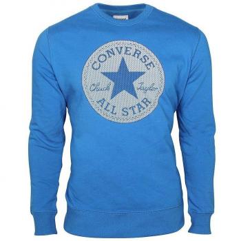 Converse Mens Sweater Microdot Chuck Patch Crew Bright Blue, Herren:L