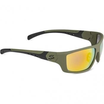 Gafas de ciclismo Spiuk Smily con lentes espejo en color verde y montura naranja