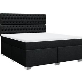 Cama box spring con colchón tela negro 180x200 cm
