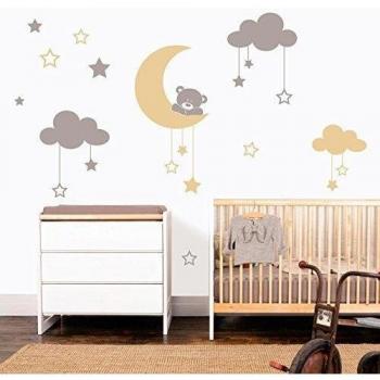 MYVINILO - Vinilo Decorativo Infantil - Moon Bear/Plata/Beige