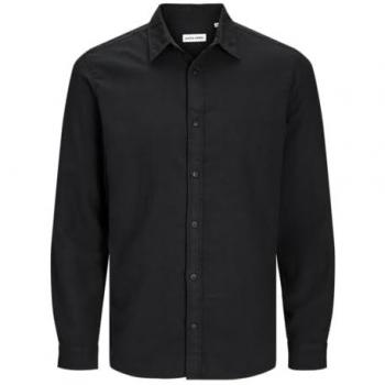 Camisa de Manga Larga Regular Fit para Hombre JACK&JONES 'JOSHUA' en Color Negro con Tejido Cálido y Resistente