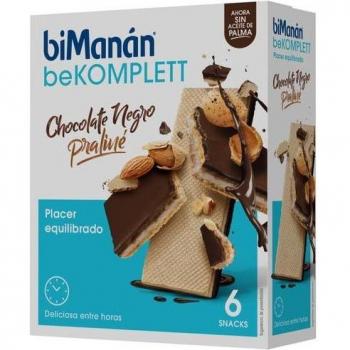 biManán Snack Chocolate Negro y Praliné 20 gr 6 Barritas