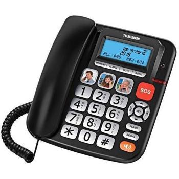 Telefunken TF801 COSI - Teléfono fijo con pantalla para Senor, color negro