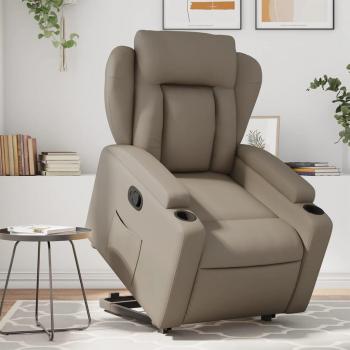 Sillón Reclinable Elevable de Cuero Artificial Color Capuchino Marrón