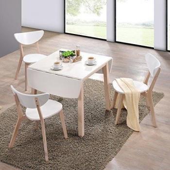 lounge-zone Mesa de comedor Mesa plegable Mesa comedor Mesa de cocina mesa SALITA Placa de mesa blanco Piernas natural 75x75/120cm 13625