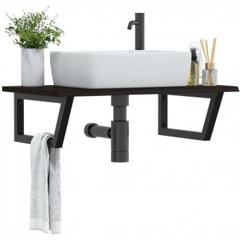 vidaXL Basin Shelf Wall Mounted Steel and Solid Wood Oak