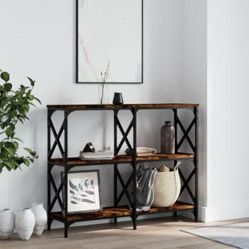 Mesa consola de madera de ingeniería 100x28x80,5 cm en colores Negro, Roble Sonoma y Roble ahumado, ideal como mesa de sofá o mesa auxiliar para salón y recibidor