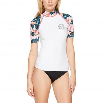 Billabong Flower Ss, Camiseta de Natación para Mujer, Blanco, L
