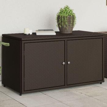 vidaXL Garden Storage Cabinet Brown 110x55x60.5 cm Poly Rattan