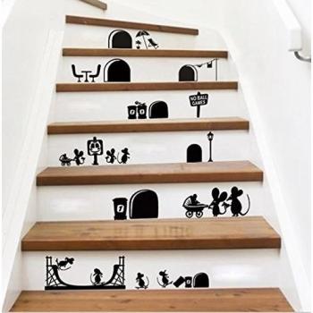 ufengke® Dibujos Animados Ratón Lindo Agujeros Pegatinas de Pared, Vivero Habitación de los Niños Removible Etiquetas de la Pared Murales Negro