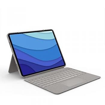 Logitech Combo Touch para iPad Pro 12.9 Gen 5 - Arena con Conector Inteligente y Teclado QWERTY