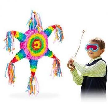Relaxdays Piñata Estrella México sin Relleno, Papel, Multicolor, 62 x 54 x 8,5 cm, Pinata einzeln