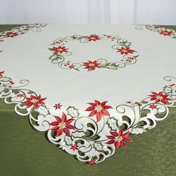 'Märchenhafte Mantel Estrellas mágica en champán con maravillosa roja Navidad Estrellas - con wundervoll zart gearbeiteten Avance Efectos - Cut Work - Tamaño 85 x 85 - mantel - stillvoll y elegante - Una joya en cada mesa - Acogedores 
