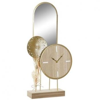 Reloj de Mesa DKD Home Decor 26 x 8 x 53 cm Espejo Natural Dorado Metal Madera MDF