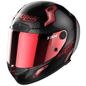 Casco Integral Nolan X-804 RS Ultra Carbon Rojo con diseño aerodinámico, sistema de ventilación avanzado, interior desmontable y lavable, pantalla anti-rayaduras y tratamiento antivaho, cierre de doble anilla, homologación E