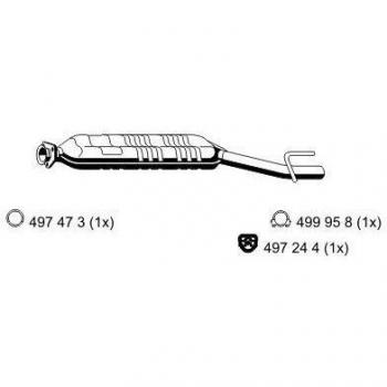 Silenciador Intermedio ERNST 351133 para Mercedes-Benz A2024902021, 2024902621, 2084900221